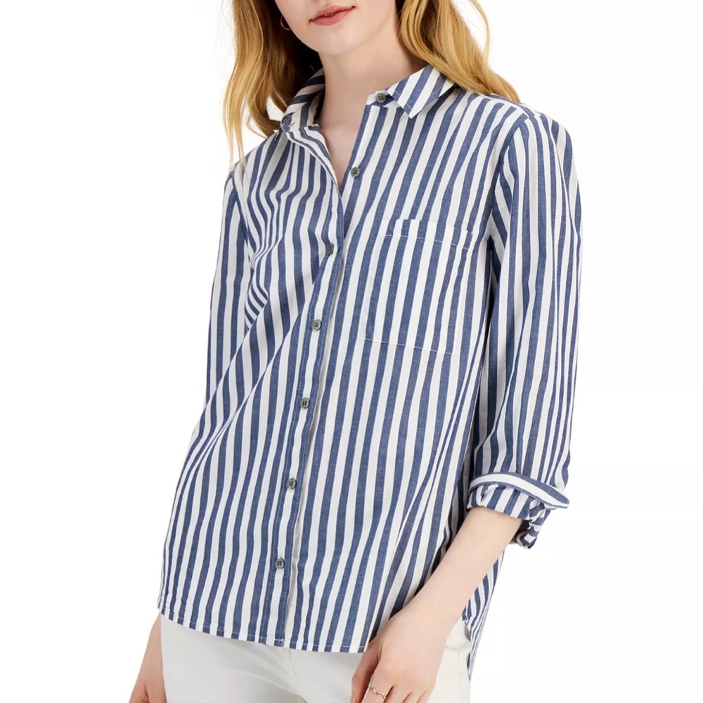 Cotton Printed Button-Front Shirt